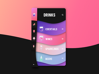 CANDY app clean digital drinks everyday gradient interface menu minimal sketchapp ui web