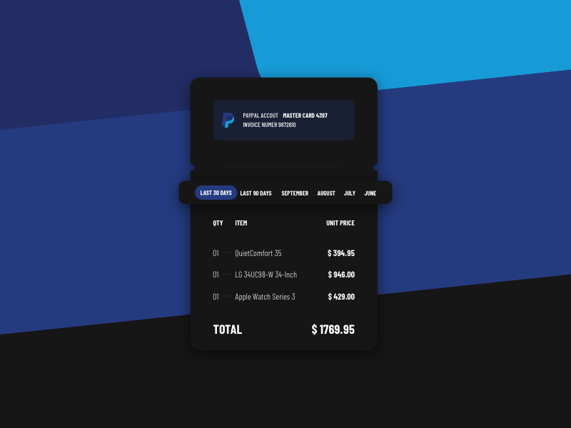 PURCHASES sketchapp everyday experience interface web ui minimal paypal receipt clean app purchase