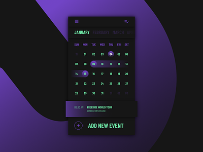 CALENDAR app calendar clean event everyday experience gradient interface minimal sketchapp ui web