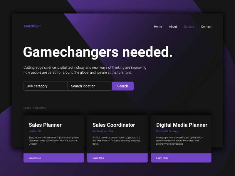 JABS jobs app clean gradient search minimal ui web interface experience everyday sketchapp