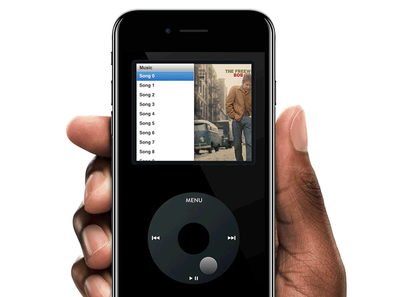 iPod Classic on iPhone click clickwheel framer iphone ipod ipod classic music prototype wheel