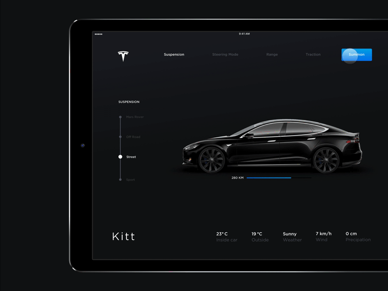 Tesla Suspension car dashboard electric framer framerjs ipad prototype springs suspension tesla