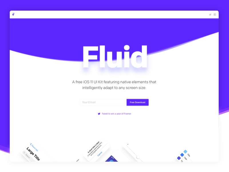 Fluid UI Kit - Landing page design fluid framer kit landing page prototype ui