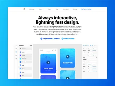 Framer.com, refreshed 2019 design design tool framer framer x redesign web website