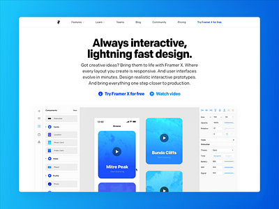 Framer.com, refreshed 2019 design design tool framer framer x redesign web website