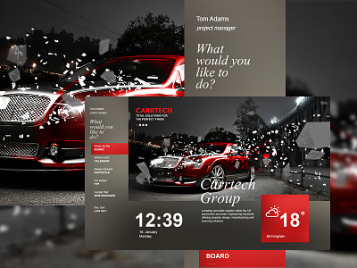 Whiteboard touch screen dashboard ui design concept for Carrtech