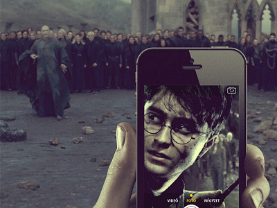 Selfie in movie scenes - Harry Potter and the Deathly Hallows 2 android harry potter indesign ios iphone mobile movie photo photography photoshop retouch selfie