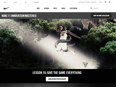 Nike Basketball, Mamba Lessons website, subpage graphic design