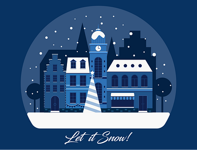 Winter town christmas cityscape design illustration old town vector