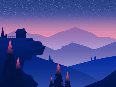 Evening landscape background design illustration landscape mountain vector