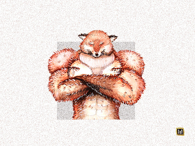 Muscle Fox digitalart fanart gouache graphic design illustration photoshop watercolor