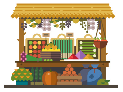 Food Market basket flat food fruits illustration market sale summer vector vegetables