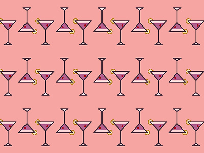 Cocktail Pattern - Icon Prints: Drinks Series cocktail design drink geometric geometry graphic icon illustration minimal pattern pictogram pink