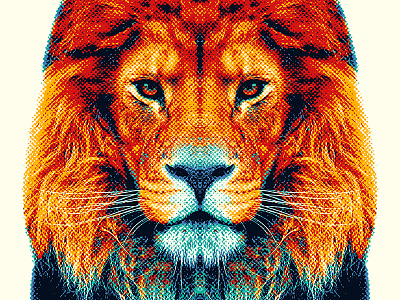 Lion - Colorful Animals animal art art print color colorful design illustration lion nature portrait wild