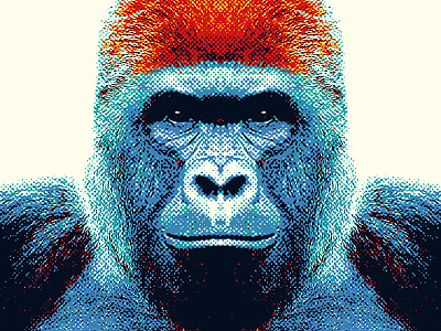 Gorilla - Colorful Animals animal art art print blue color colorful gorilla illustration monkey nature portrait wild
