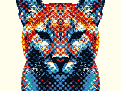 Puma - Colorful Animals animal art cat color colourful design illustration nature portrait print puma wild