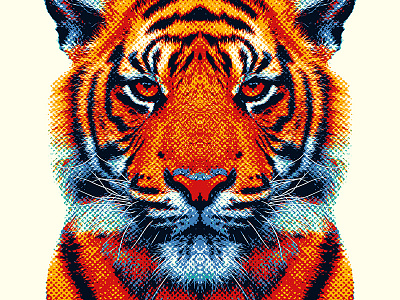 Tiger - Colorful Animals animal art color colourful design illustration nature orange portrait print tiger wild