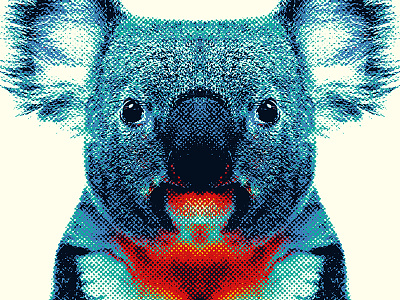 Koala - Colorful Animals animal art bear blue color colorful design illustration koala nature portrait wild