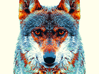 Wolf - Colorful Animals animal art blue color colourful design illustration nature portrait print wild wolf