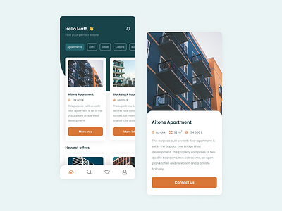 Find estate - mobile app app design estate green minimal property ui ux