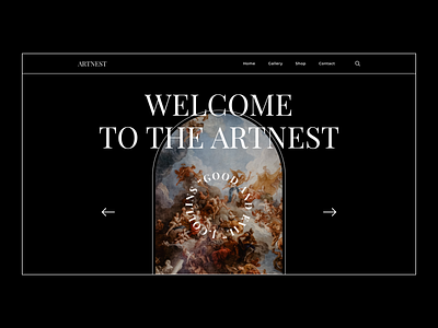 Artnest - Virtual Gallery Landing Page art artist artwork black design gallery landing minimal page ui ux virtual