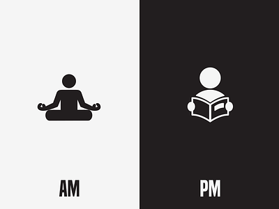 Sign of AM ~ PM 2023 am black black and white book design good habits illustration inspirational logo pm reading unique white yoga