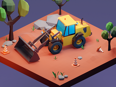 Wheel Loader blender3d lowpoly lowpoly3d