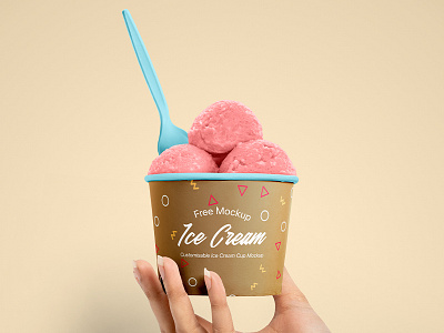 Free Ice Cream Cup Mockup with Scoop free mockup freebie freebies mock up mockup mockup design mockup psd mockups psd mockup psd mockups