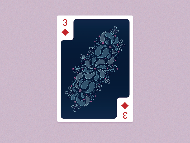 3 of Diamonds Playing Card by Caitlin Roach on Dribbble