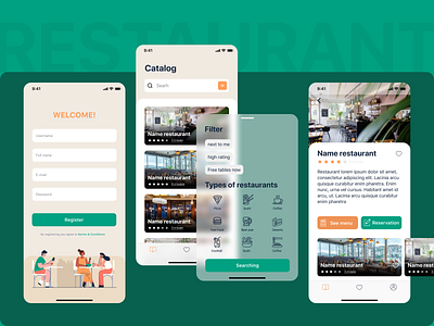 Search restaurant Mobile App app design figma flat ui ux vector web