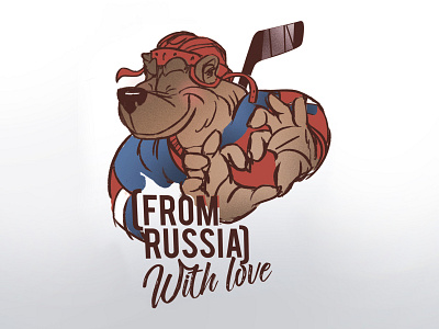 From Russia with love ;) animals artwork bear bears brush characterdesign design emoji hockey illustration love lovely russia scetch