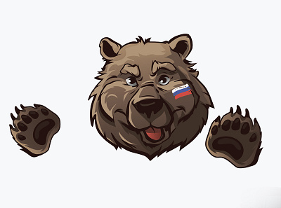 Honey bear animals bear characterdesign design emoji flag hockey stick illustration love lovely mascot russia scetch
