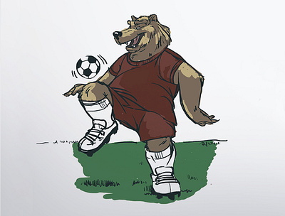 Football player animals artwork bear brush characterdesign emoji football illustration motion player russia scetch