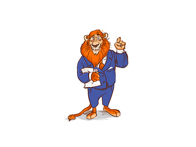 Office lion animals artwork brush characterdesign design illustration jacket lion office orange personage scetch