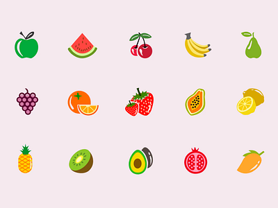 Icons clean creative flat food fruit fruits icon uidesign uiux vector