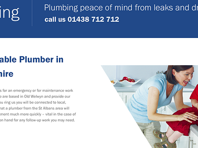 Stagg Plumbing service page concept header service web design