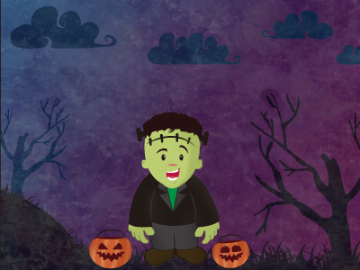 Cute Frankenstein cute frankenstein frankie halloween illustration ilustracion mexico night pumpkin smile