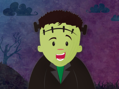 Frankenstein II cute frank frankenstein frankie grass halloween illustration kawai mexico night vector