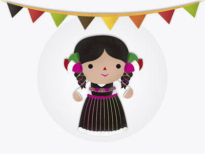 Muñeca de Trapo chibi doll flat girl icon illustration juguete mexicano mexican mexico toy toys vector