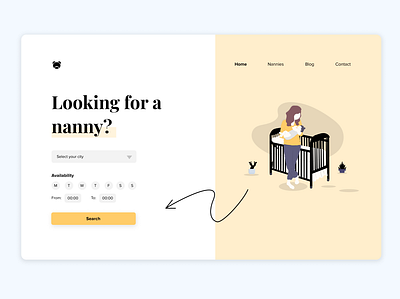 Nanny finder app booking website design landing page nanny finder product design ui ux web design