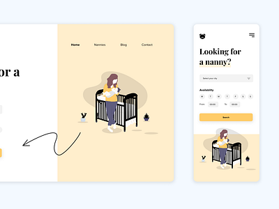 Nanny finder website (mobile) design landing page mobile web design product design ui ux web design