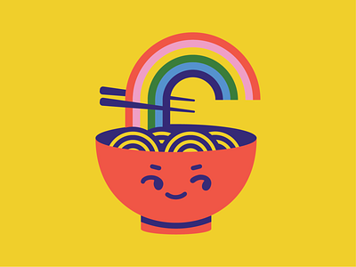 Ramen Rainbow branding design flat illustration logo minimal