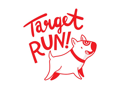Target Run design dog flat illustration lettering minimal simple vector