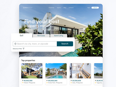 QUICKMATCH design landing page design minimalist design real estate ui ux website landing page