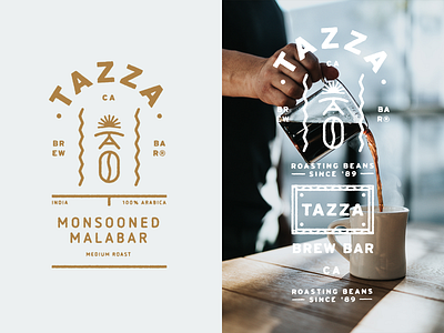 Tazza - Brew Bar allyoursisland branding brandinginspiration brandmark brewbar brewery logo coffee coffeebar coffeeshop design designinspiration distressed gold graphicdesign green illustration logomark typography