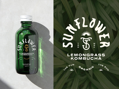 SUNFLOWER – Kombucha allyoursisland branding brandmark design designinspiration graphicdesign illustration labeldesign packaging typography