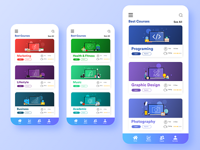 Preview 2 E-Course App UI Design academic app class course courses dashboard design lifestyle programming ui ux