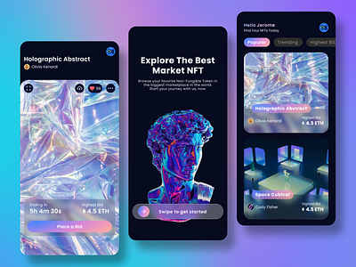 NFT Marketplace crypto gradient karmetplace market mesh mobile nft nft market ui uiux ux