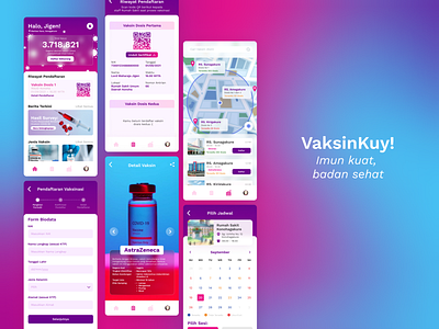 VaksinKuy! : Vaccination App app clinic covid covid 19 date gradient health healthy hospital location tips ui ux vaccine vaksin