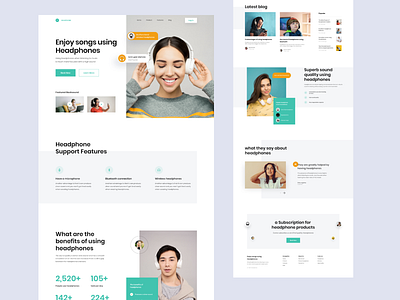 Headphone product Landing page clean design headphone landing page minimal music product ui ui design whitespace